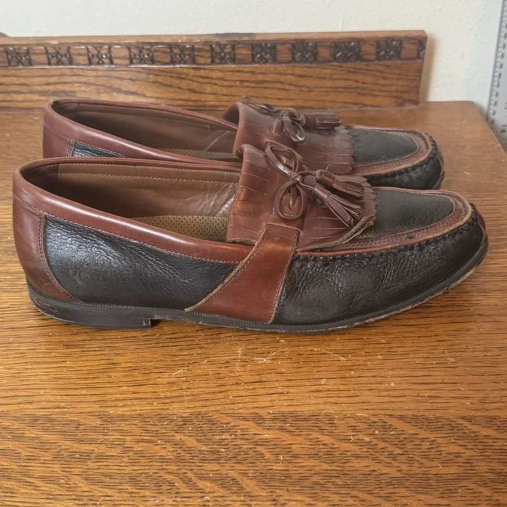 Vintage Johnson & Murphy Tassel‎ Loafers Mens Size 12 Two Tone Leather
